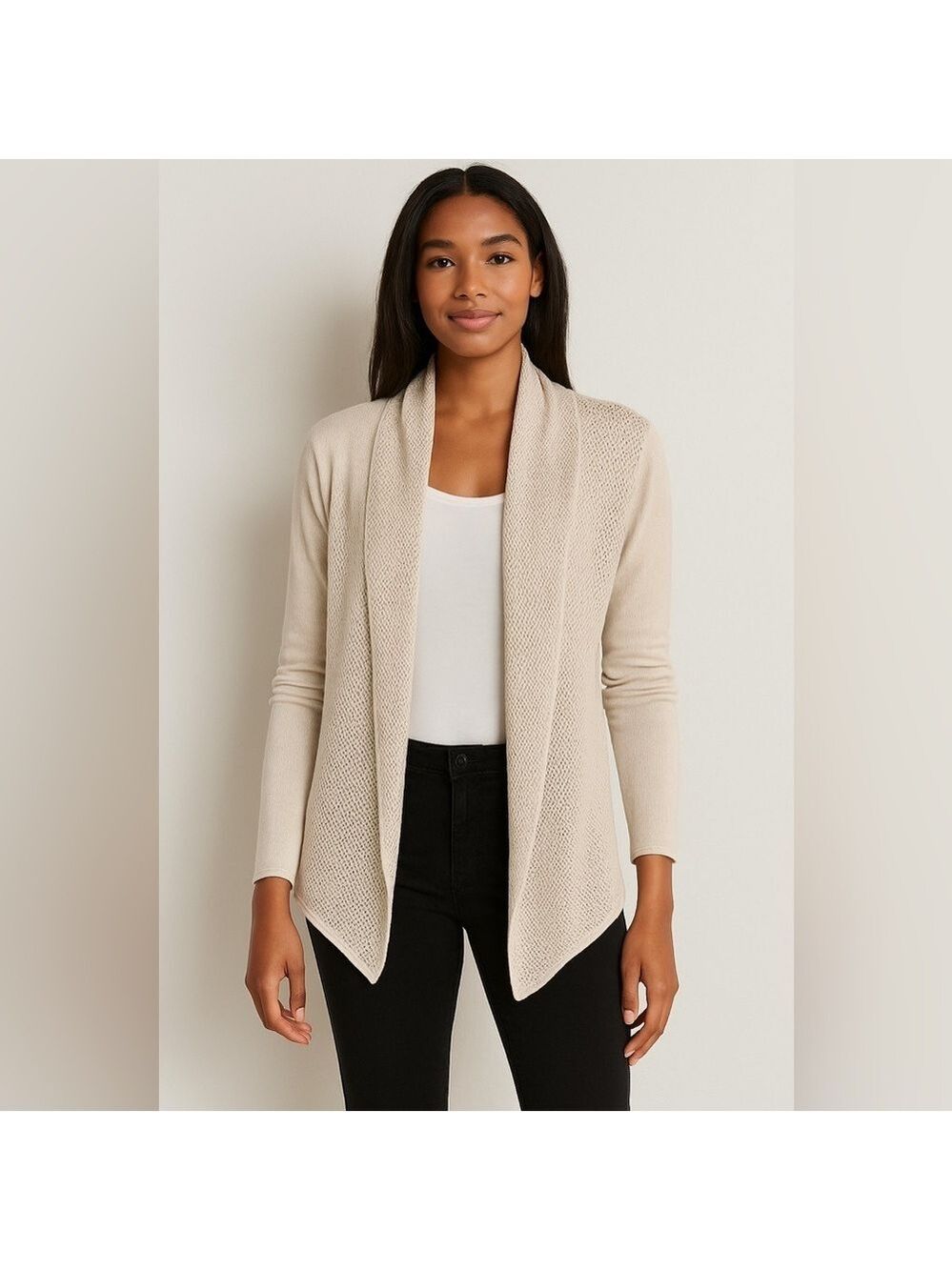 NWOT Express Open Knit Handkerchief Hem Cashmere Cardigan- Size Medium